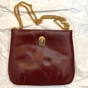 Ruth Saltz vintage burgundy leather with gold chain